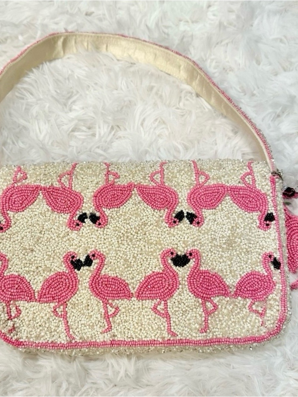 Beaded Pink Flamingo Shoulder Bag - Picture 2 of 2
